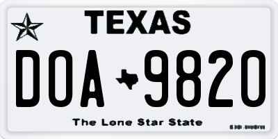 TX license plate DOA9820