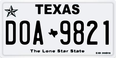 TX license plate DOA9821