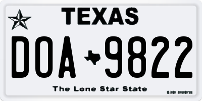 TX license plate DOA9822