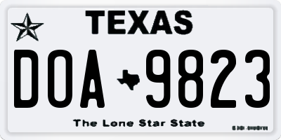 TX license plate DOA9823