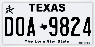 TX license plate DOA9824