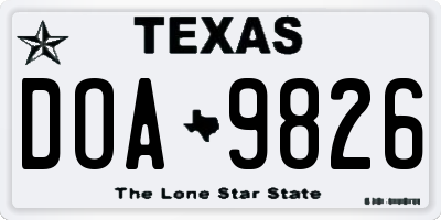 TX license plate DOA9826