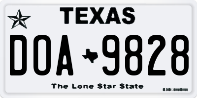 TX license plate DOA9828