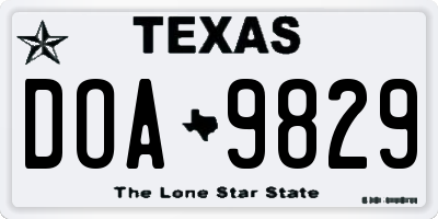 TX license plate DOA9829