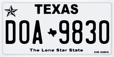 TX license plate DOA9830