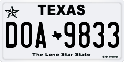 TX license plate DOA9833