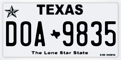 TX license plate DOA9835
