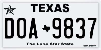 TX license plate DOA9837