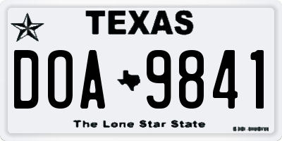 TX license plate DOA9841
