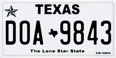 TX license plate DOA9843