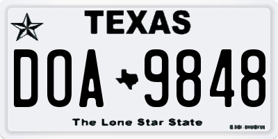 TX license plate DOA9848