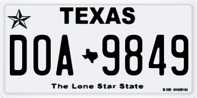 TX license plate DOA9849