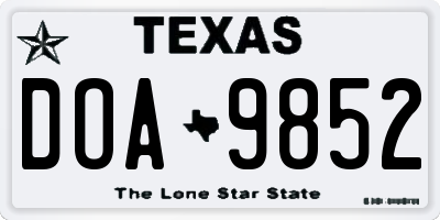 TX license plate DOA9852