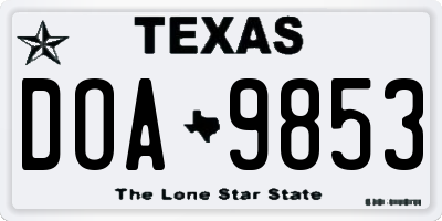 TX license plate DOA9853