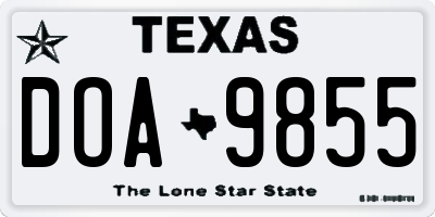 TX license plate DOA9855