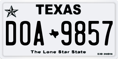 TX license plate DOA9857
