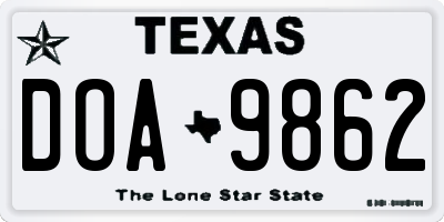 TX license plate DOA9862