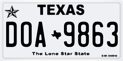 TX license plate DOA9863