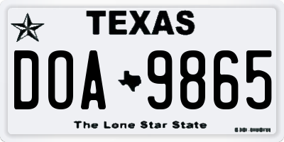 TX license plate DOA9865