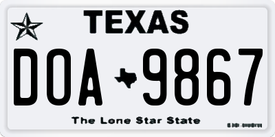 TX license plate DOA9867