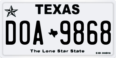 TX license plate DOA9868