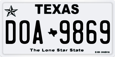 TX license plate DOA9869