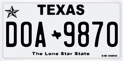 TX license plate DOA9870