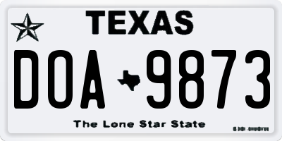 TX license plate DOA9873
