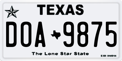 TX license plate DOA9875