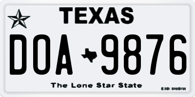 TX license plate DOA9876