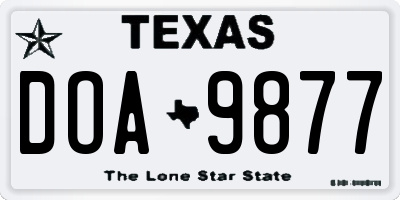 TX license plate DOA9877