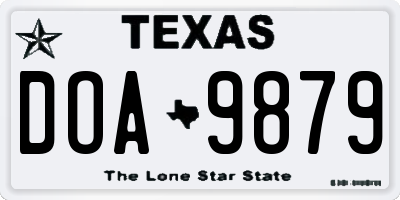 TX license plate DOA9879