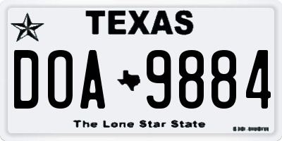 TX license plate DOA9884