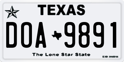 TX license plate DOA9891