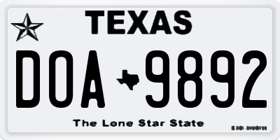TX license plate DOA9892
