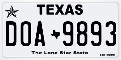 TX license plate DOA9893