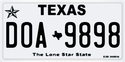 TX license plate DOA9898
