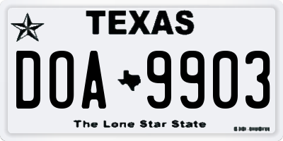 TX license plate DOA9903