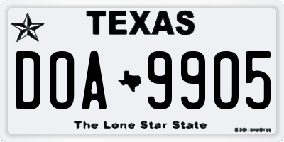 TX license plate DOA9905