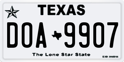 TX license plate DOA9907