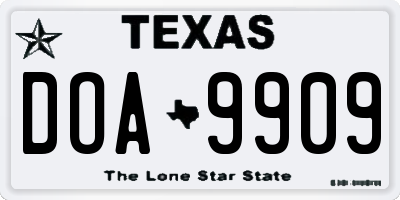 TX license plate DOA9909