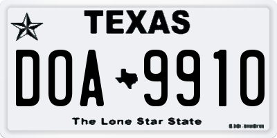 TX license plate DOA9910
