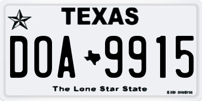 TX license plate DOA9915