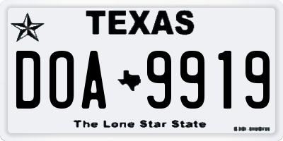 TX license plate DOA9919