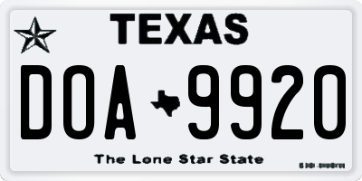 TX license plate DOA9920