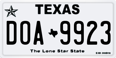 TX license plate DOA9923