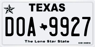 TX license plate DOA9927