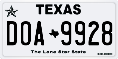 TX license plate DOA9928