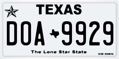 TX license plate DOA9929