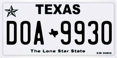 TX license plate DOA9930